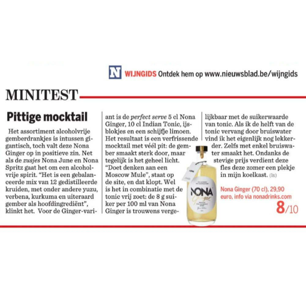 NONA Ginger non-alcoholic spirit non-alcoholic cocktail ginger yuzu verbena turmeric